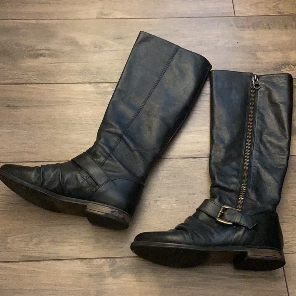 Steve Madden P-Lakke Black Leat Knee High Boots size: 8